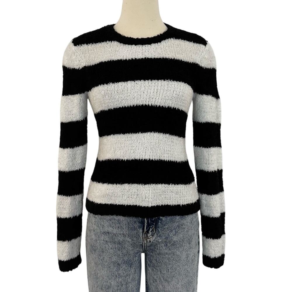 Alice + Olivia Striped Pullover Sweater Wool Blend Long Sleeve Crew Neck XS